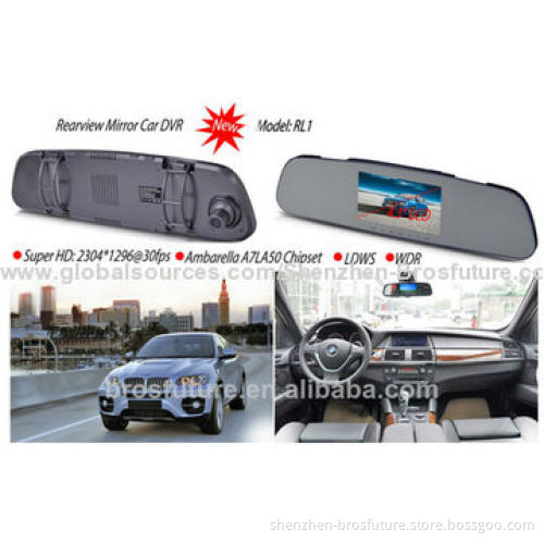 Car Black Box/RL1 Rear-view Mirror Camera, 1,080 Pixels, WDR and HDR, Supports LDWS Car CameraNew